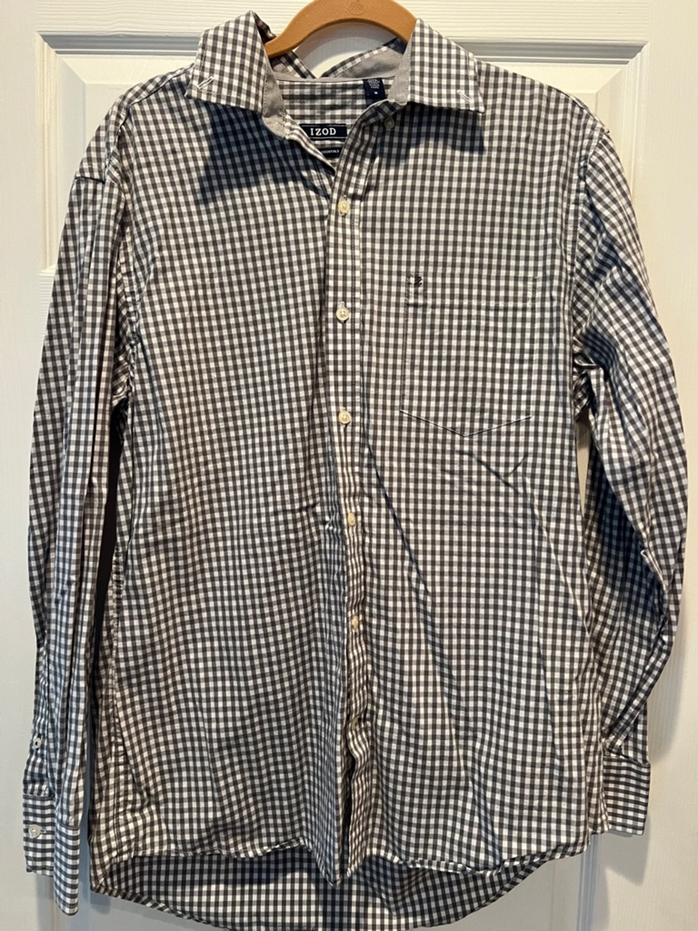 Izod Grey & White Gingham Button-Up Shirt